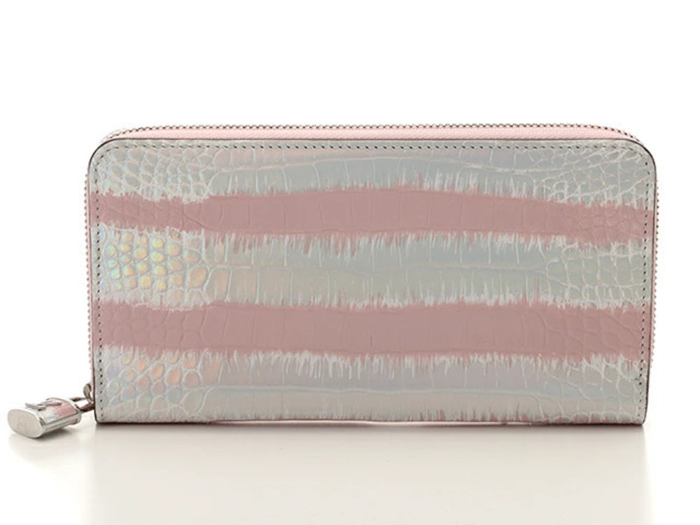 LOUIS VUITTON Zippy Wallet Crocodile Exotic Leather Silver Metallic Pink